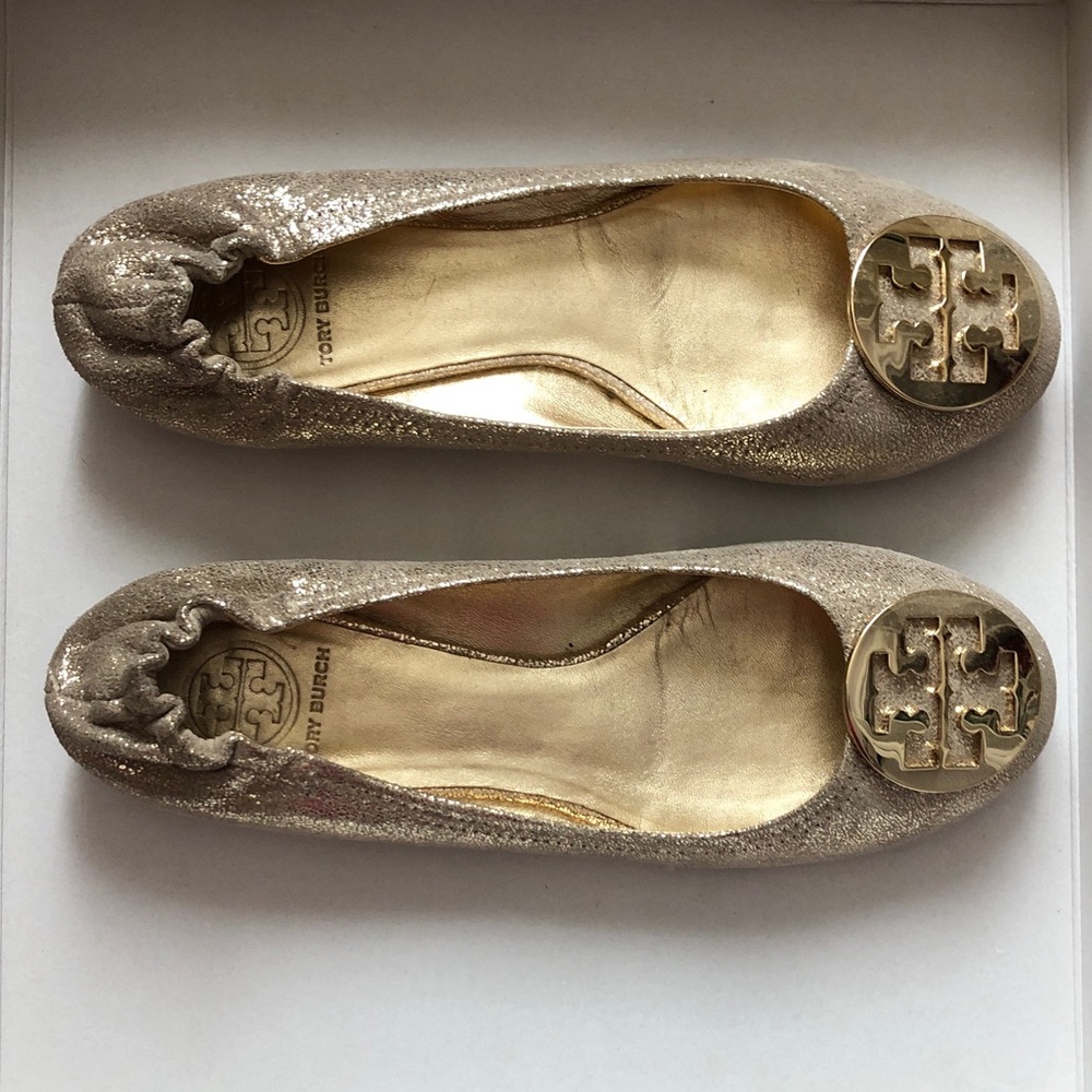 Gold Tory Burch Flats